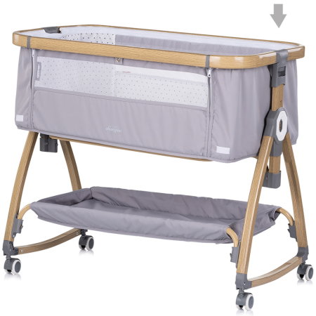 Patut co-sleeper Chipolino Charisma cu laterala culisanta, functie leagan, inclinare anti-reflux, plasa anti-insecte, Platinum wood [4]
