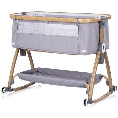 Patut co-sleeper Chipolino Charisma cu laterala culisanta, functie leagan, inclinare anti-reflux, plasa anti-insecte, Platinum wood [5]