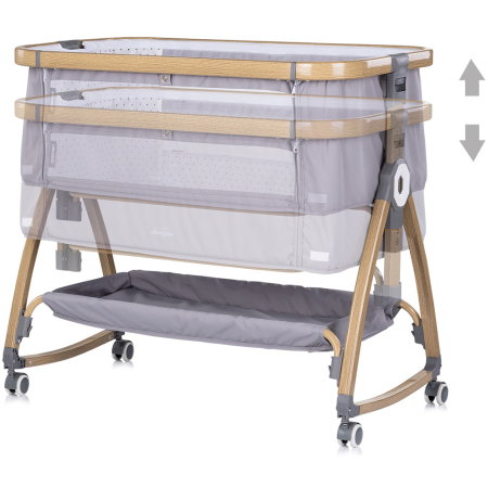 Patut co-sleeper Chipolino Charisma cu laterala culisanta, functie leagan, inclinare anti-reflux, plasa anti-insecte, Platinum wood [3]