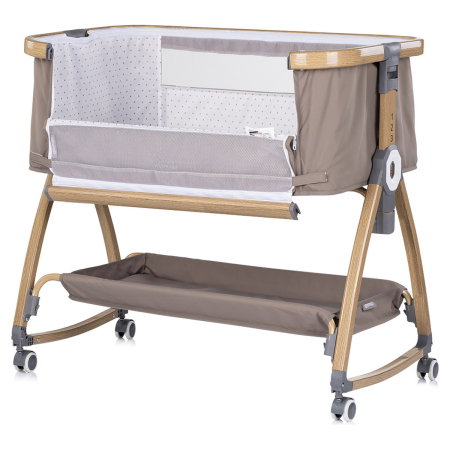 Patut co-sleeper Chipolino Charisma cu laterala culisanta, functie leagan, inclinare anti-reflux, plasa anti-insecte, Latte wood [2]