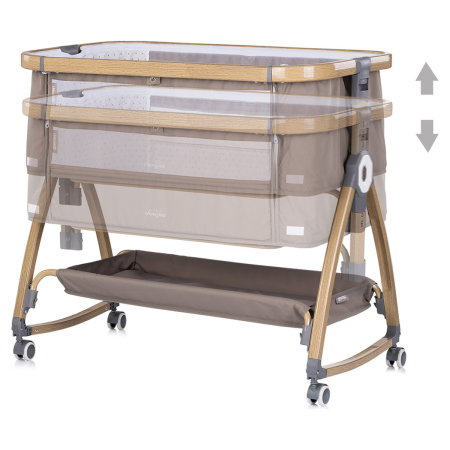Patut co-sleeper Chipolino Charisma cu laterala culisanta, functie leagan, inclinare anti-reflux, plasa anti-insecte, Latte wood [3]
