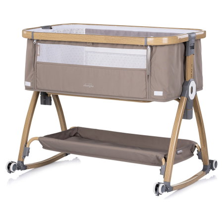 Patut co-sleeper Chipolino Charisma cu laterala culisanta, functie leagan, inclinare anti-reflux, plasa anti-insecte, Latte wood [5]
