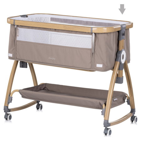 Patut co-sleeper Chipolino Charisma cu laterala culisanta, functie leagan, inclinare anti-reflux, plasa anti-insecte, Latte wood [4]