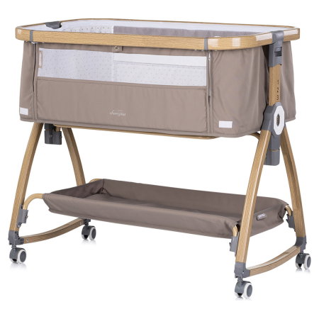 Patut co-sleeper Chipolino Charisma cu laterala culisanta, functie leagan, inclinare anti-reflux, plasa anti-insecte, Latte wood [1]