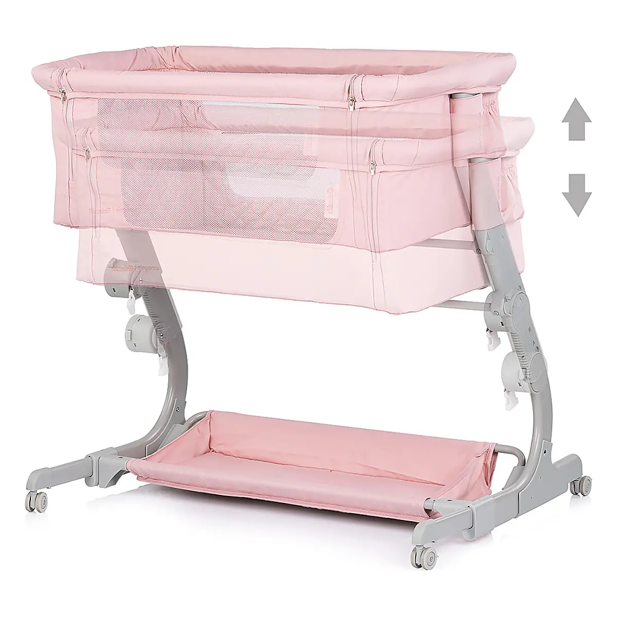 Patut co-sleeper Chipolino Eleganza cu laterala culisanta, Pink marshmallow 6 luni [2]