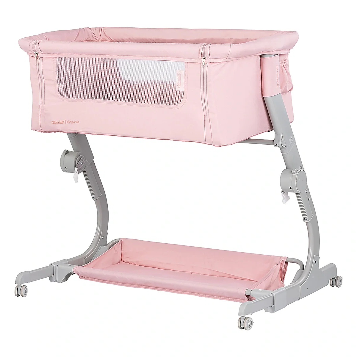 Patuturi co-sleeping - Patut co-sleeper Chipolino Eleganza cu laterala culisanta, Pink marshmallow 6 luni