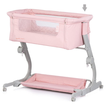 Patut co-sleeper Chipolino Eleganza cu laterala culisanta, Pink marshmallow 6 luni [3]