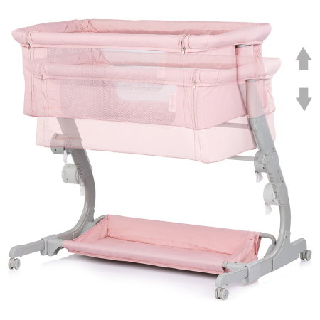 Patut co-sleeper Chipolino Eleganza cu laterala culisanta, Pink marshmallow 6 luni [2]