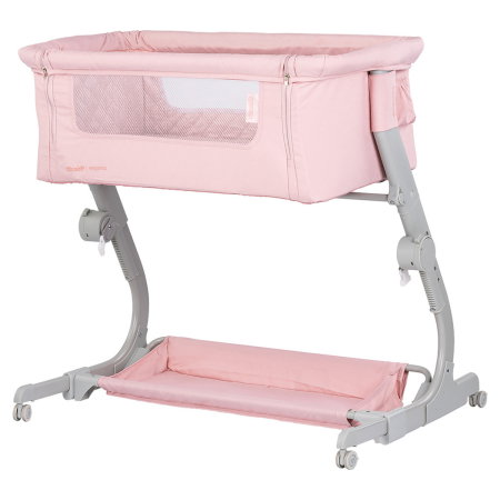 Patuturi copii - Patut co-sleeper Chipolino Eleganza cu laterala culisanta, Pink marshmallow 6 luni