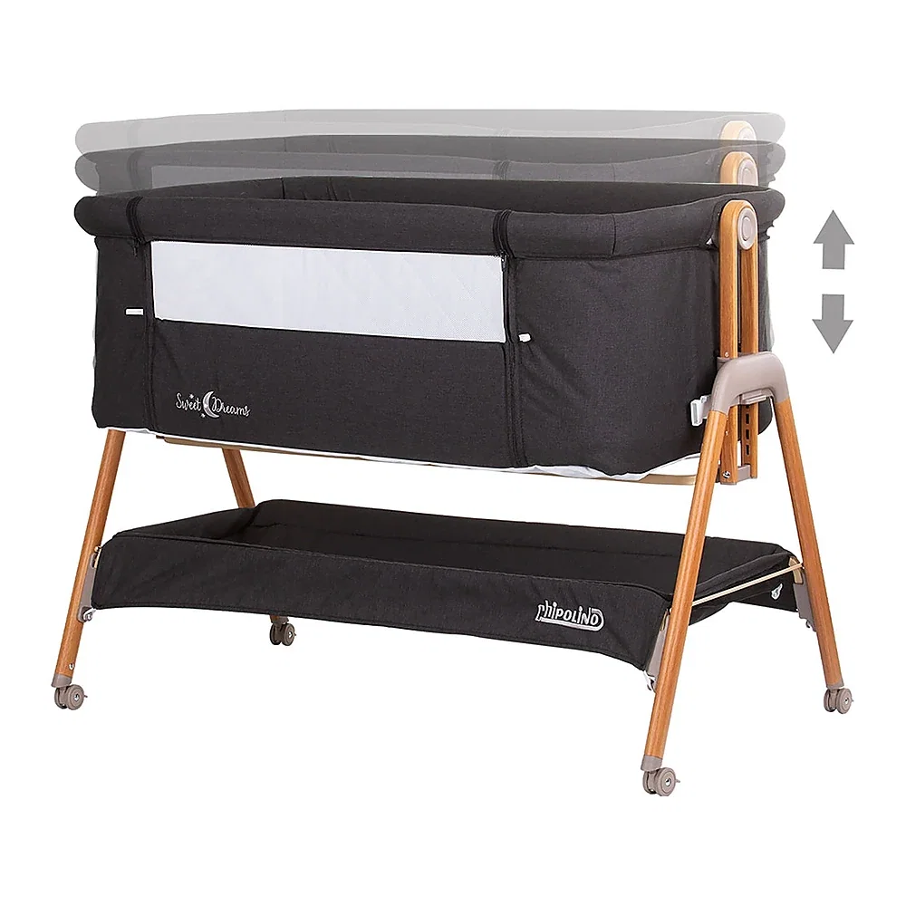 Patut Co-Sleeper Chipolino Sweet Dreams graphite wood 6 luni [2]