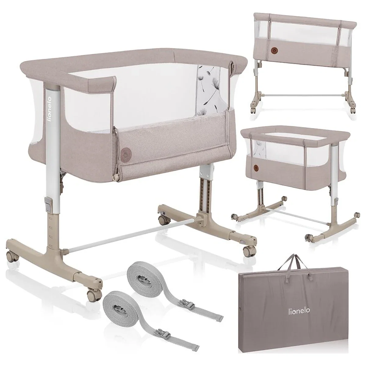 Patut co-sleeper, Lionelo, Aurora, 3 in 1, Cu leganare si setare unghiulara, Cu saltea, 0 luni+ Bej [14]