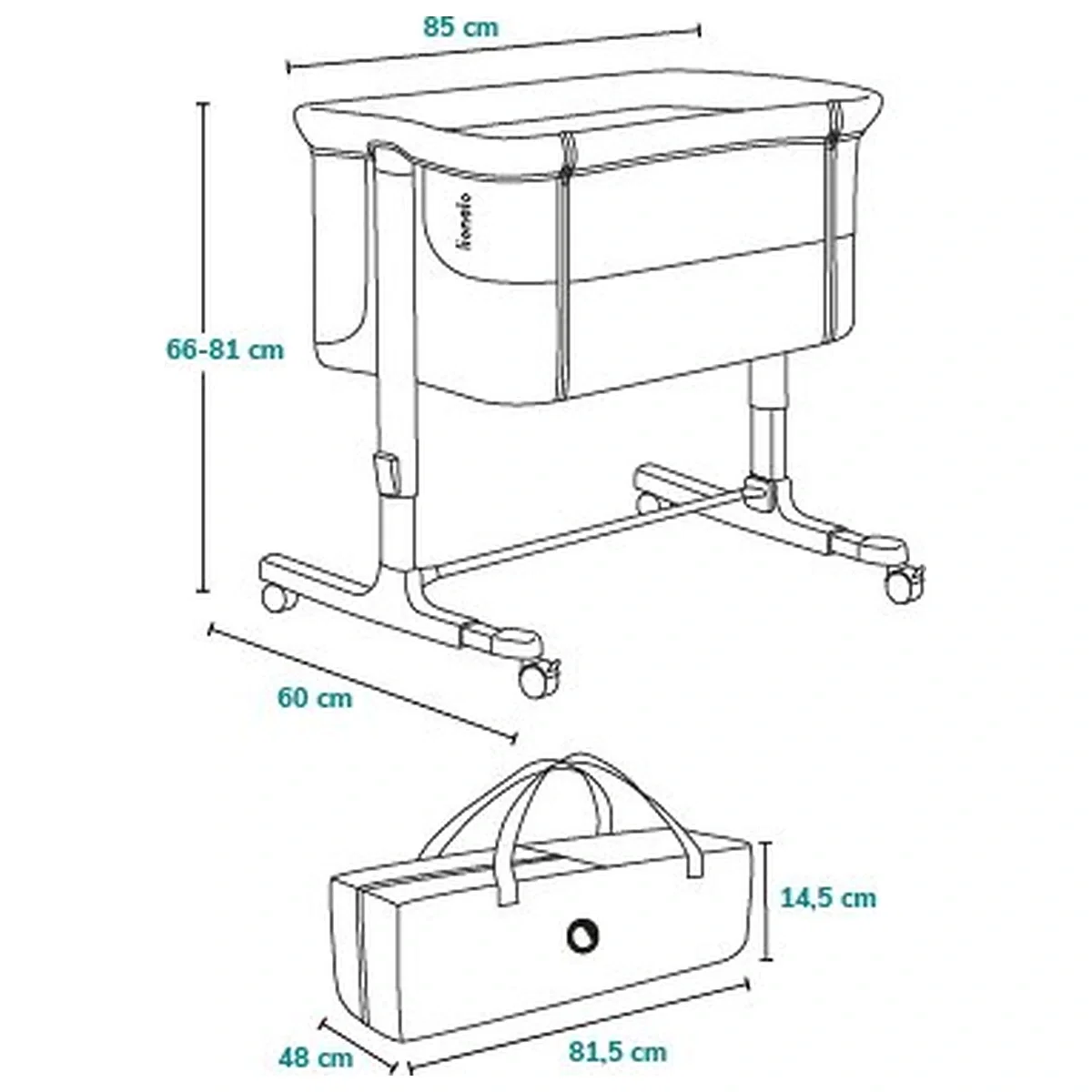 Patut co-sleeper, Lionelo, Aurora, 3 in 1, Cu leganare si setare unghiulara, Cu saltea, 0 luni+ Bej [21]