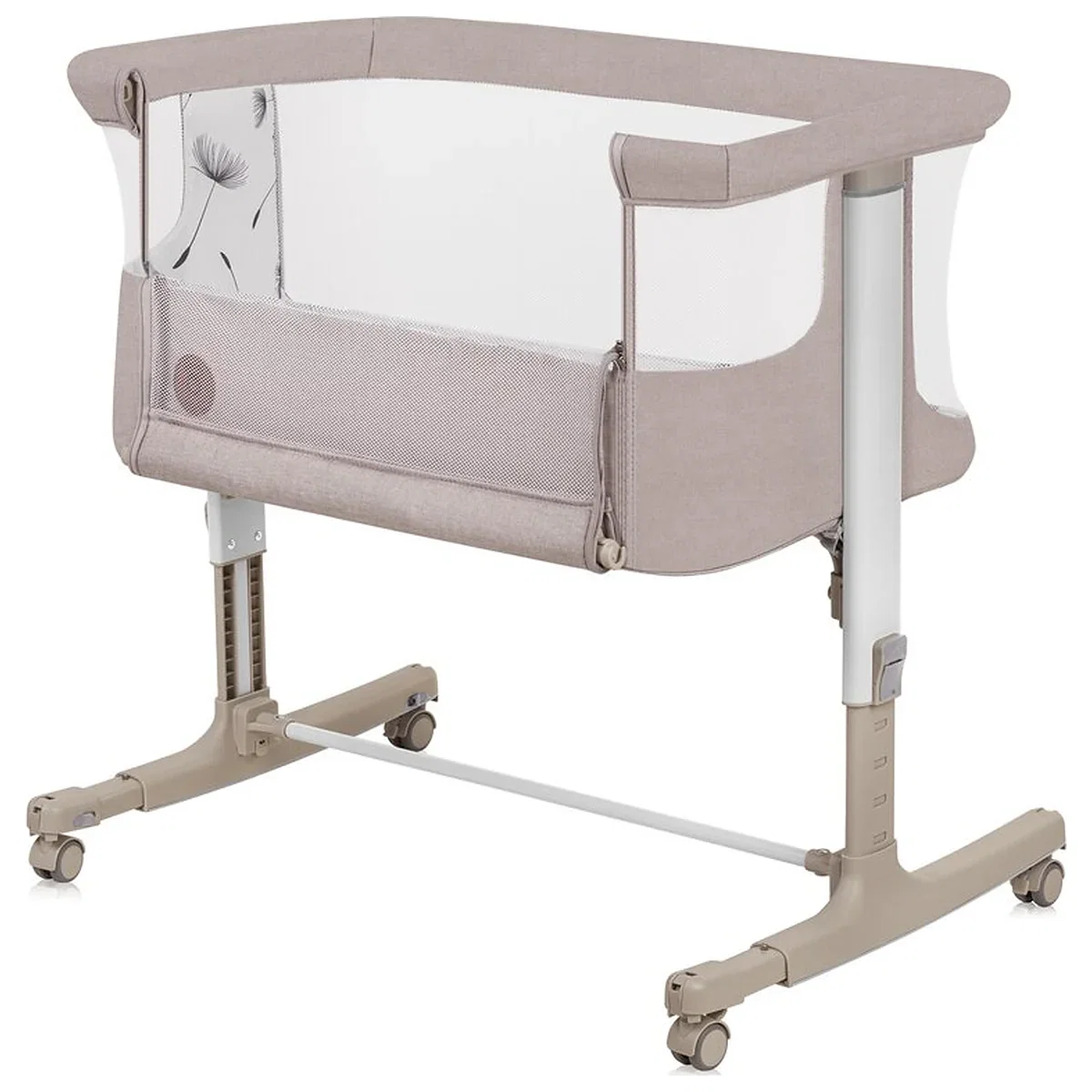 Camera copilului - Patut co-sleeper, Lionelo, Aurora, 3 in 1, Cu leganare si setare unghiulara, Cu saltea, 0 luni+ Bej