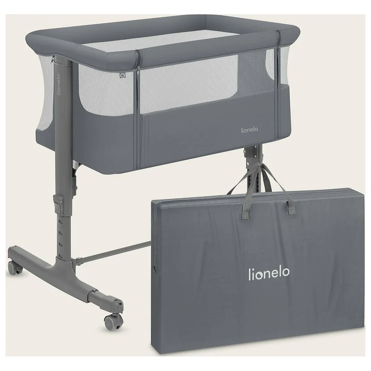 Patut co-sleeper, Lionelo, Aurora, 3 in 1, Cu leganare si setare unghiulara, Saltea cu densitate T25 si geanta [17]