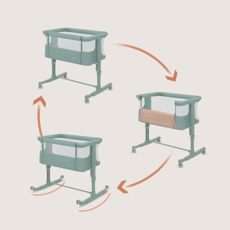 Patut co-sleeper, Lionelo, Aurora, 3 in 1, Cu leganare si setare unghiulara, Saltea cu densitate T25 si geanta [4]