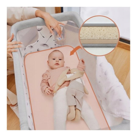 Patut co-sleeper, Lionelo, Aurora, 3 in 1, Cu leganare si setare unghiulara, Saltea cu densitate T25 si geanta [31]