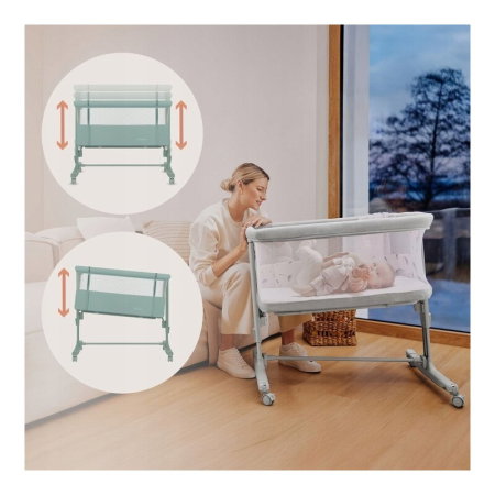 Patut co-sleeper, Lionelo, Aurora, 3 in 1, Cu leganare si setare unghiulara, Saltea cu densitate T25 si geanta [27]