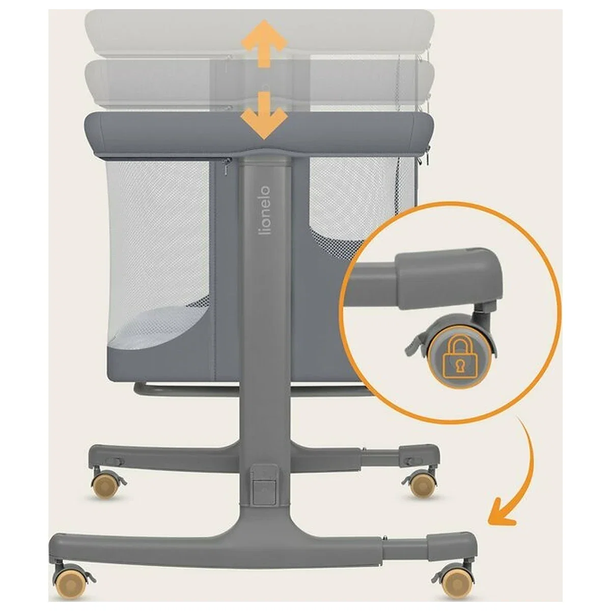 Patut co-sleeper, Lionelo, Aurora, 3 in 1, Cu leganare si setare unghiulara, Saltea cu densitate T25 si geanta [14]