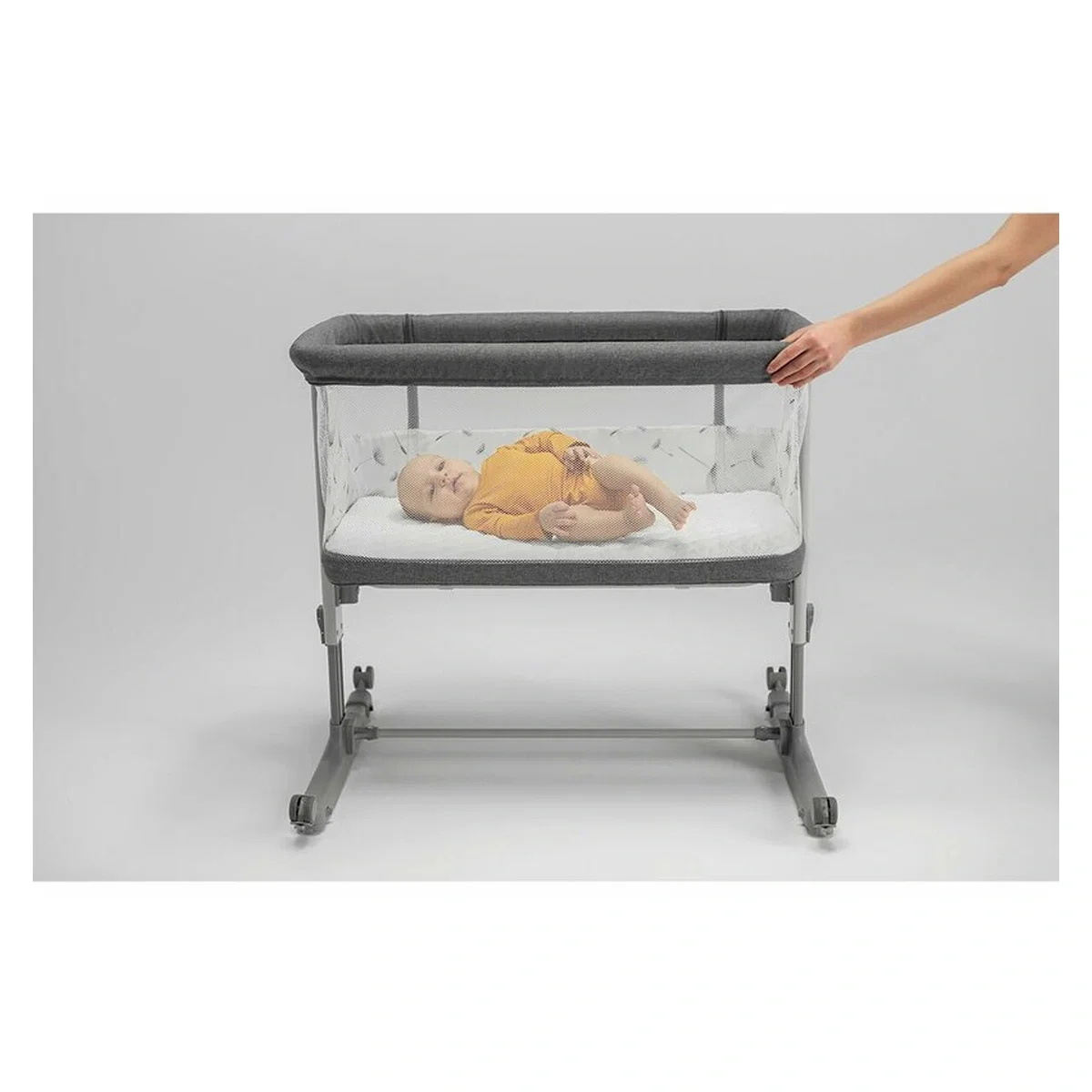 Patut co-sleeper, Lionelo, Aurora, 3 in 1, functie leganare, Include saltea si geanta transport, 5 pozitii pe inaltime, [34]