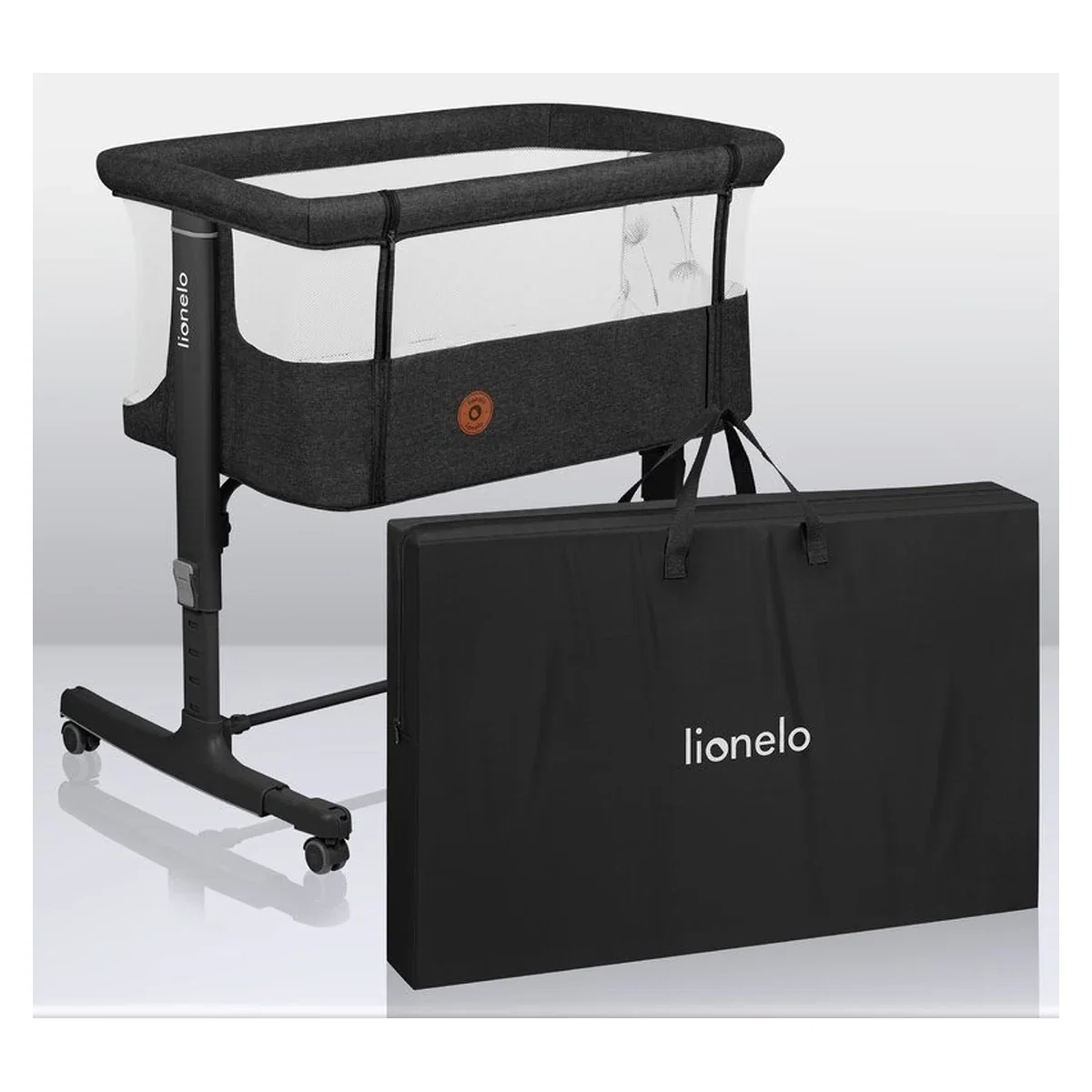 Patut co-sleeper, Lionelo, Aurora, 3 in 1, functie leganare, Include saltea si geanta transport, 5 pozitii pe inaltime, [40]