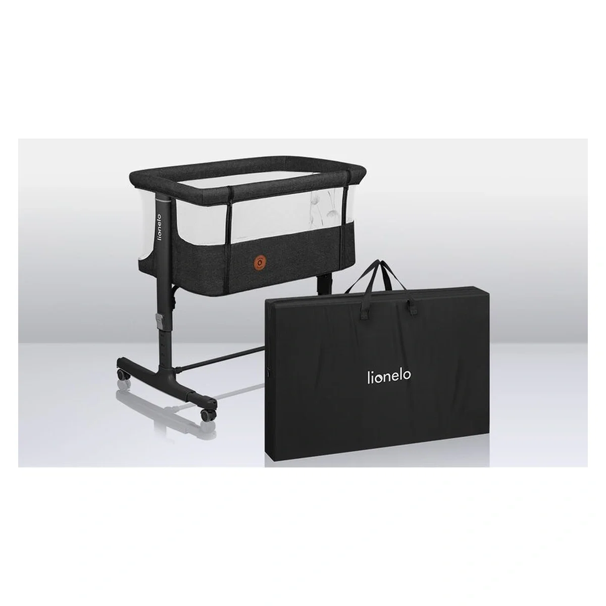 Patut co-sleeper, Lionelo, Aurora, 3 in 1, functie leganare, Include saltea si geanta transport, 5 pozitii pe inaltime, [39]