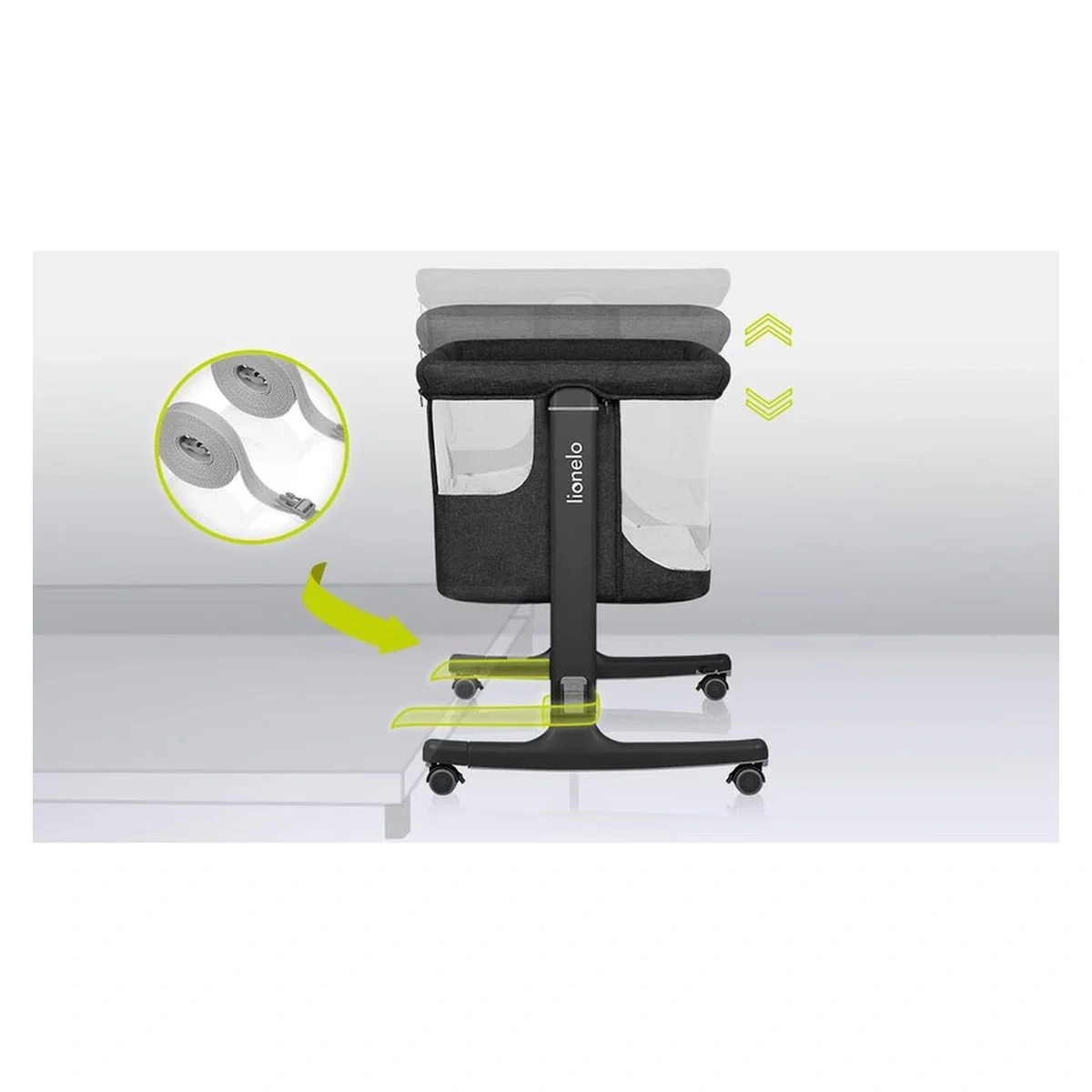 Patut co-sleeper, Lionelo, Aurora, 3 in 1, functie leganare, Include saltea si geanta transport, 5 pozitii pe inaltime, [35]