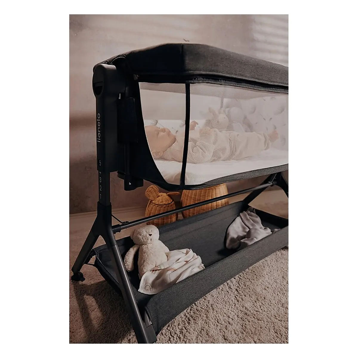 Patut co-sleeper, Lionelo, Leonie Plus, Pliabil, Cu sistem de leganare, Bej 0 luni+ [24]