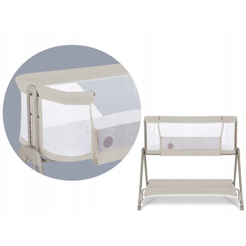 Patut co-sleeper Luna, 2 in 1, Cu laterala culisanta, Cu roti, Bej Lionelo 24 luni [19]