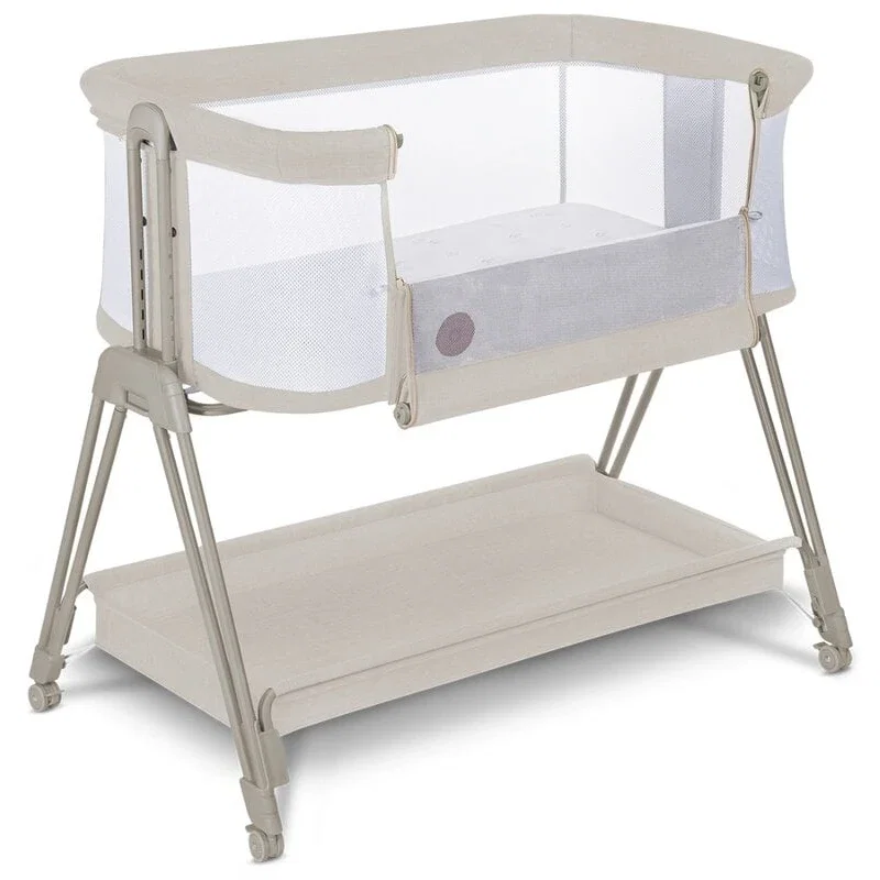 Patuturi co-sleeping - Patut co-sleeper Luna, 2 in 1, Cu laterala culisanta, Cu roti, Bej Lionelo 24 luni