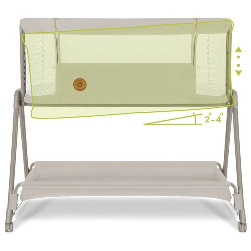 Patut co-sleeper Luna, 2 in 1, Cu laterala culisanta, Cu roti, Bej Lionelo 24 luni [8]