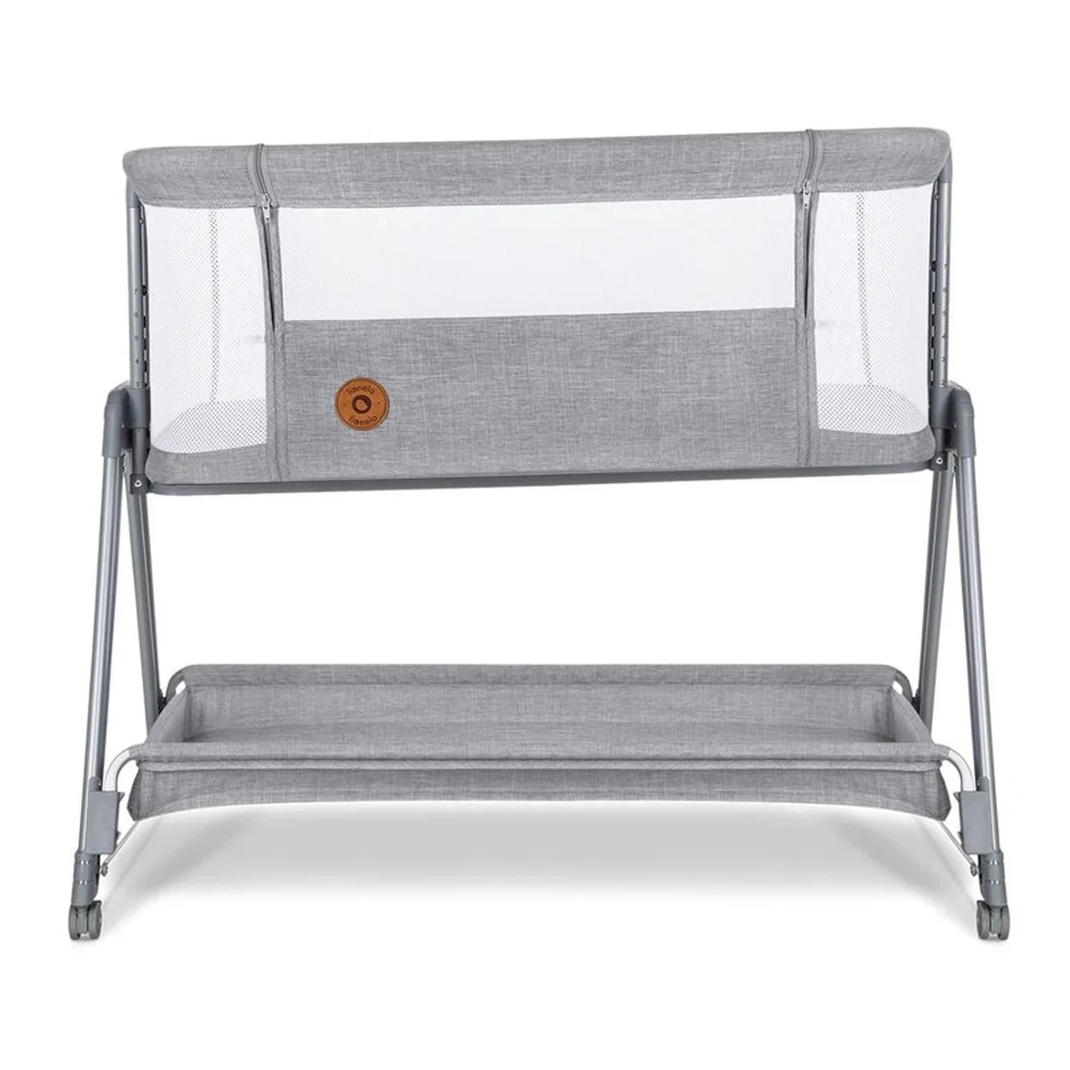 Patut co-sleeper Luna, 2 in 1, Cu laterala culisanta, Cu roti, Gri deschis Lionelo 24 luni [6]