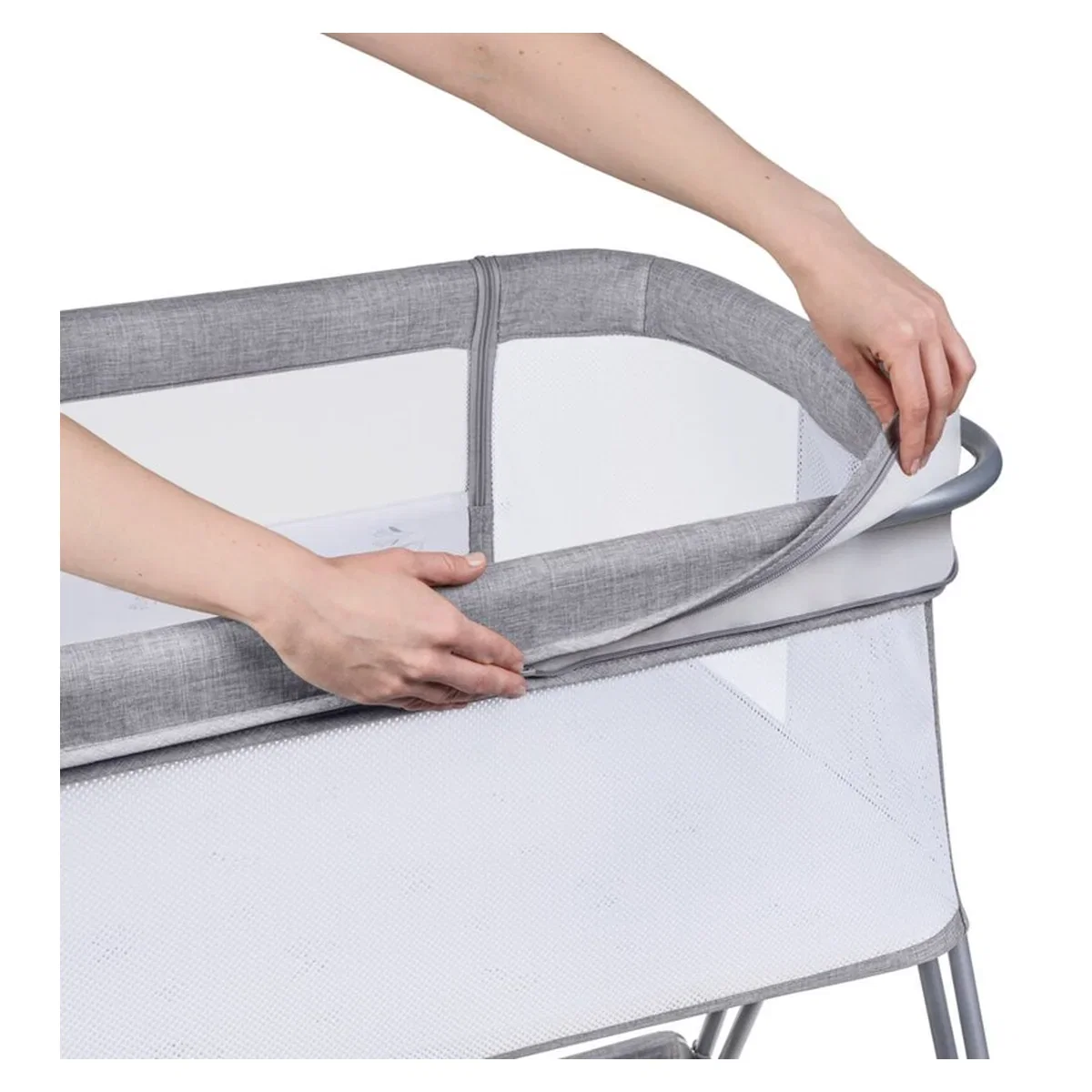 Patut co-sleeper Luna, 2 in 1, Cu laterala culisanta, Cu roti, Gri deschis Lionelo 24 luni [15]