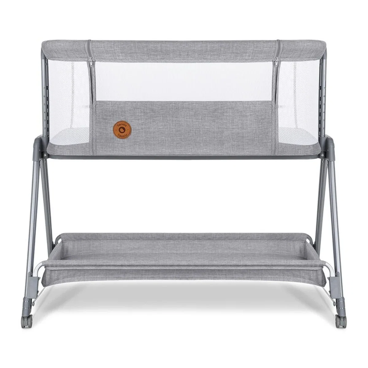 Patut co-sleeper Luna, 2 in 1, Cu laterala culisanta, Cu roti, Gri deschis Lionelo 24 luni [4]