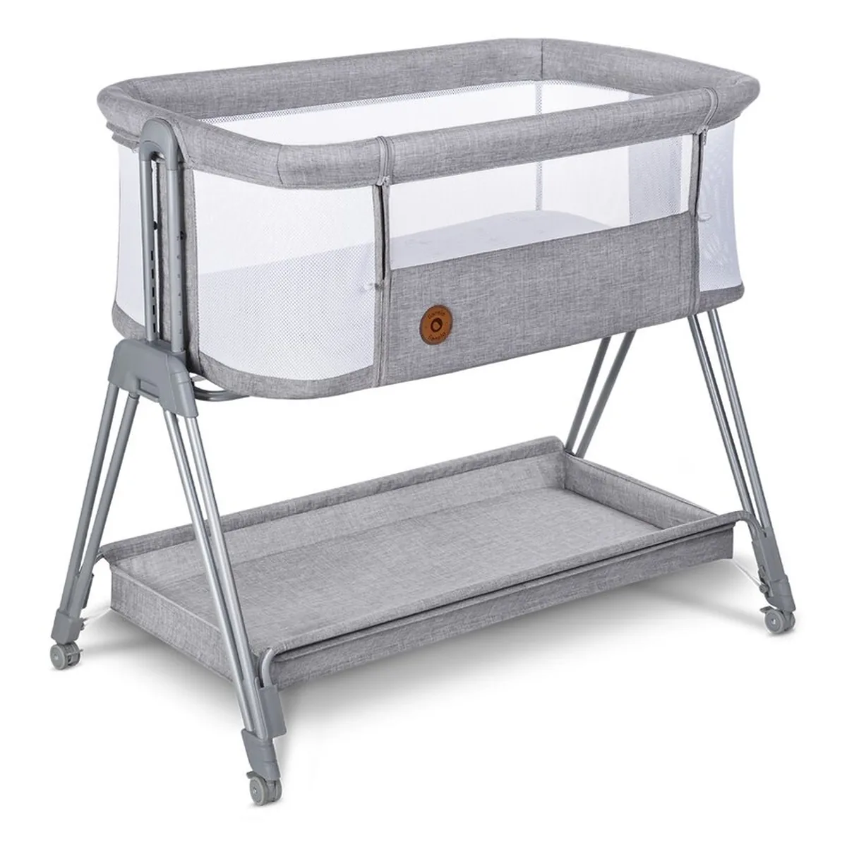 Patut co-sleeper Luna, 2 in 1, Cu laterala culisanta, Cu roti, Gri deschis Lionelo 24 luni [10]