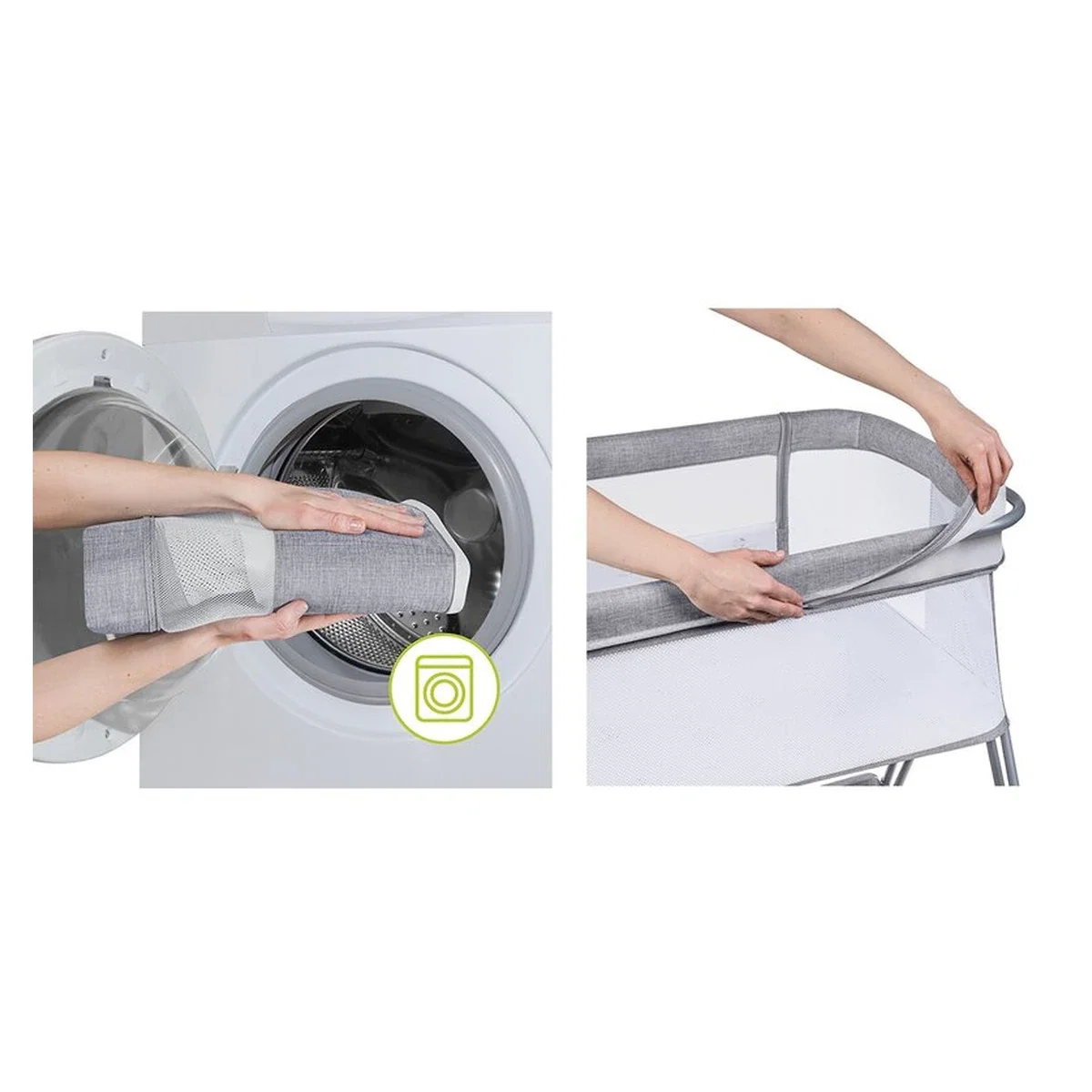Patut co-sleeper Luna, 2 in 1, Cu laterala culisanta, Cu roti, Gri deschis Lionelo 24 luni [26]