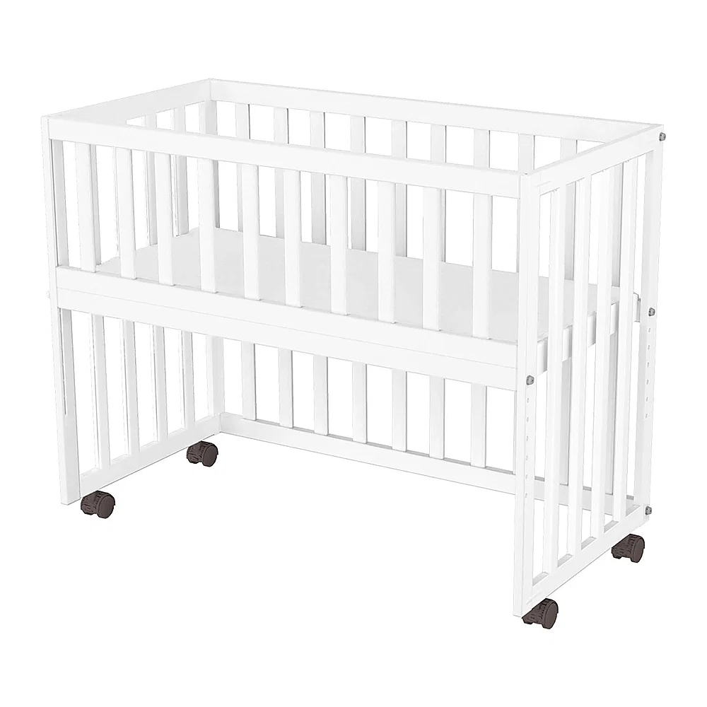 Patuturi din lemn - Patut copii din lemn co-sleeper Matei 94x46 cm alb Hubners