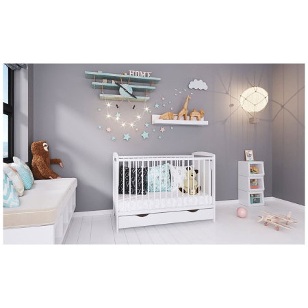 Patut copii din lemn Hubners Karly 120x60 alb cu sertar 0 luni [1]