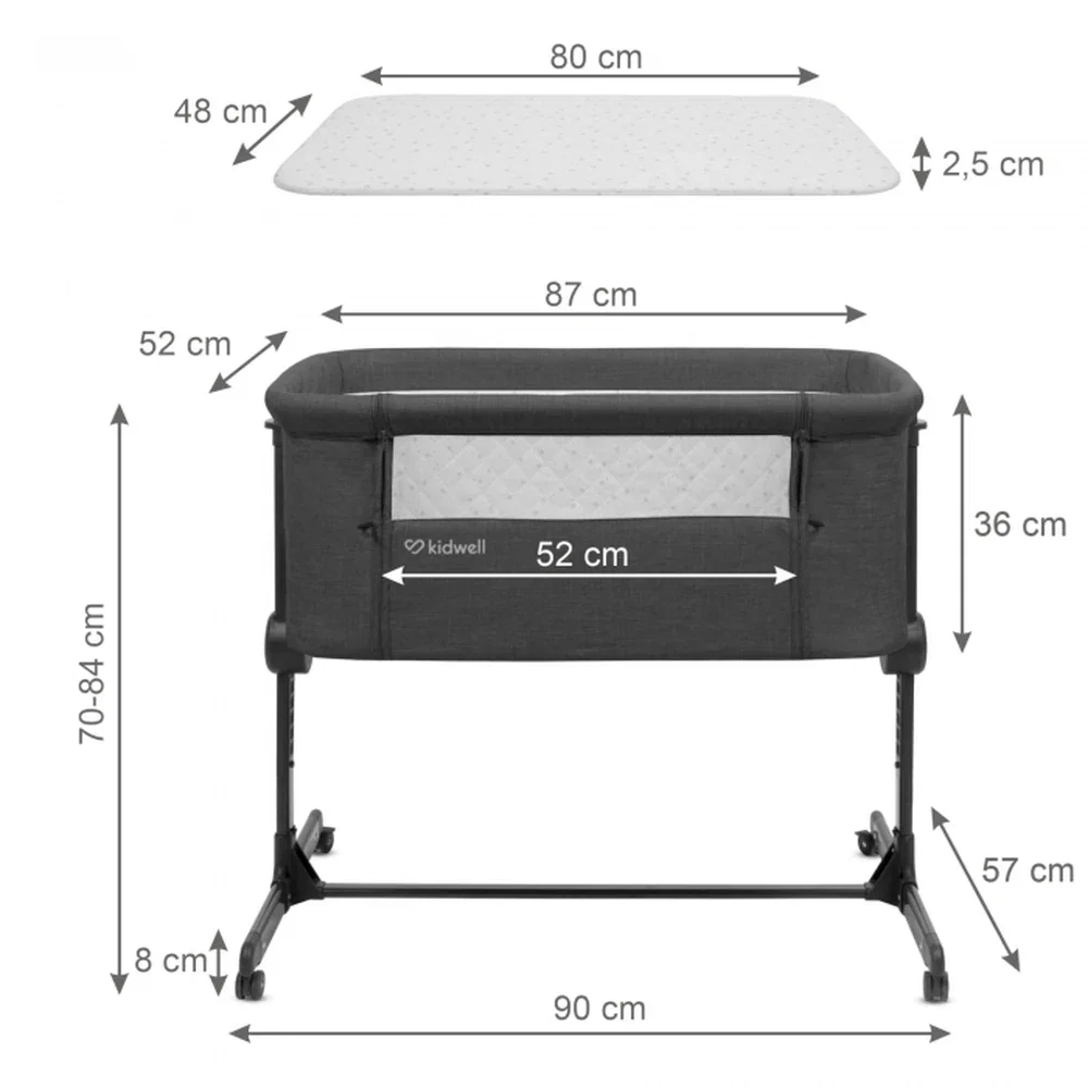 Patut cu laterala deschizabila Kidwell Snuzzy - Dark Grey [6]