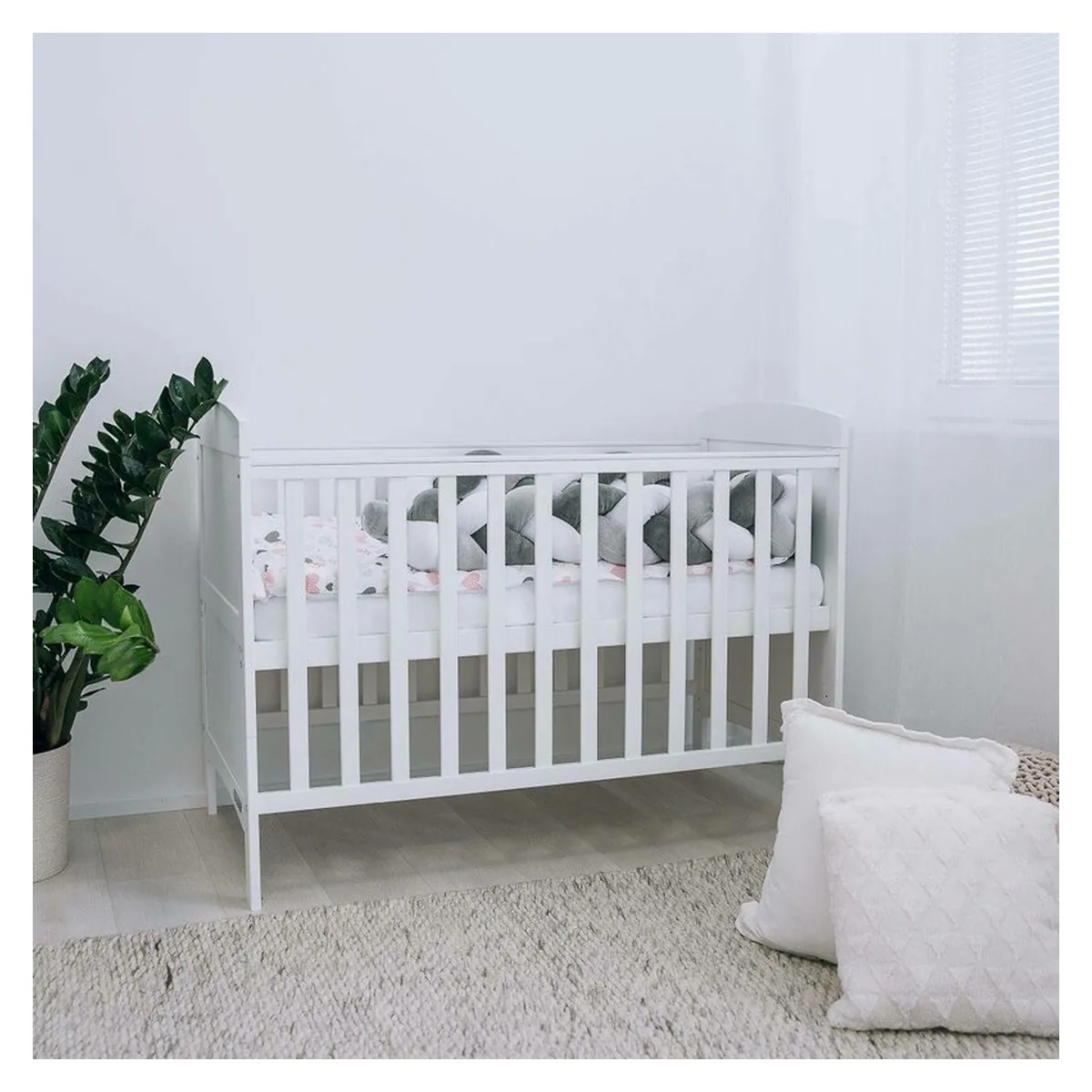 Patut din lemn bebe, 120x60 cm, Transformabil pentru bebe si junior, White, FreeON, Lory 0 luni+ [9]