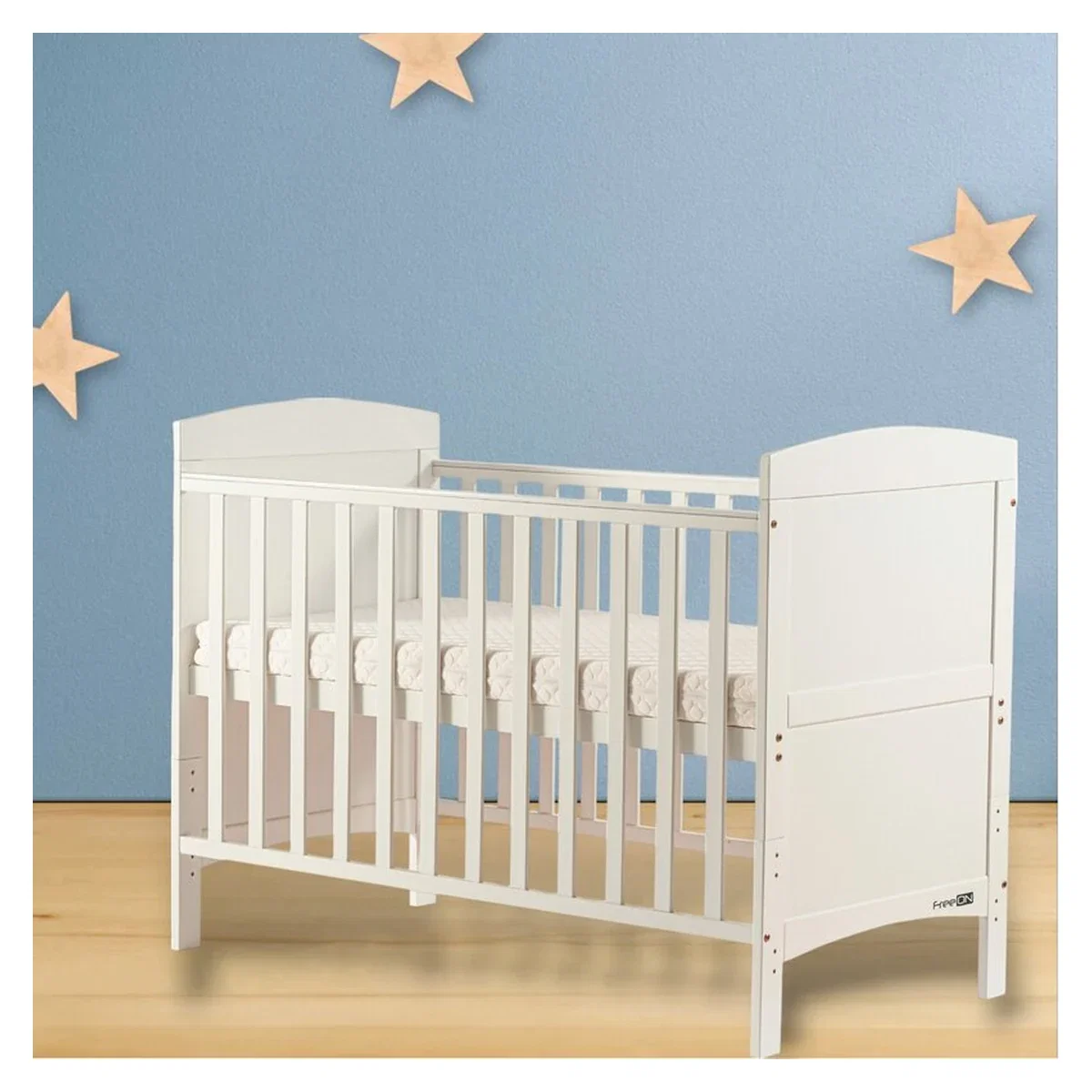 Patut din lemn bebe, 120x60 cm, Transformabil pentru bebe si junior, White, FreeON, Lory 0 luni+ [2]