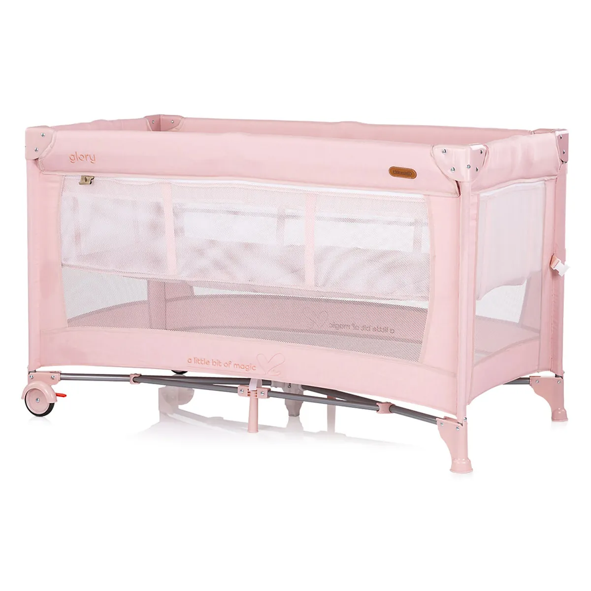 Patut pliabil Chipolino Glory cu laterala culisanta pink marshmallow 0 luni [2]