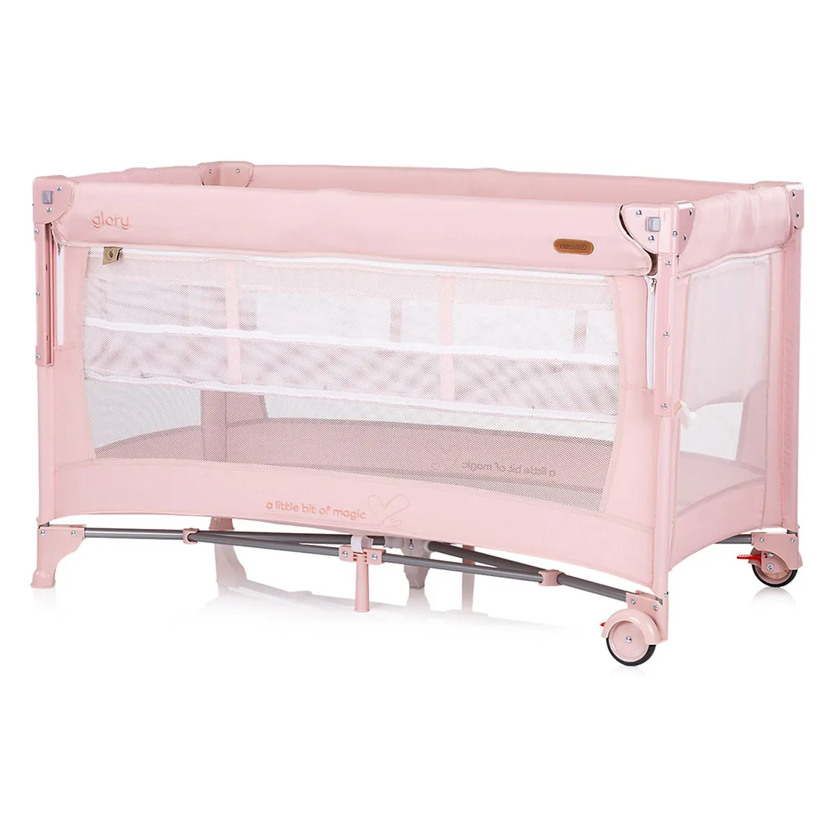 Patut pliabil Chipolino Glory cu laterala culisanta pink marshmallow 0 luni [1]
