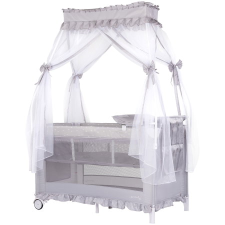 Camera copilului - Patut pliabil Chipolino Palace, pana la 15 kg, geanta transport inclusa, Platinum