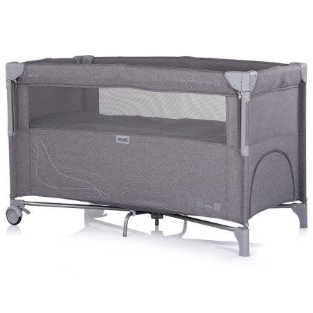 Patut pliabil Chipolino Relax charcoal linen cu laterala culisanta [1]