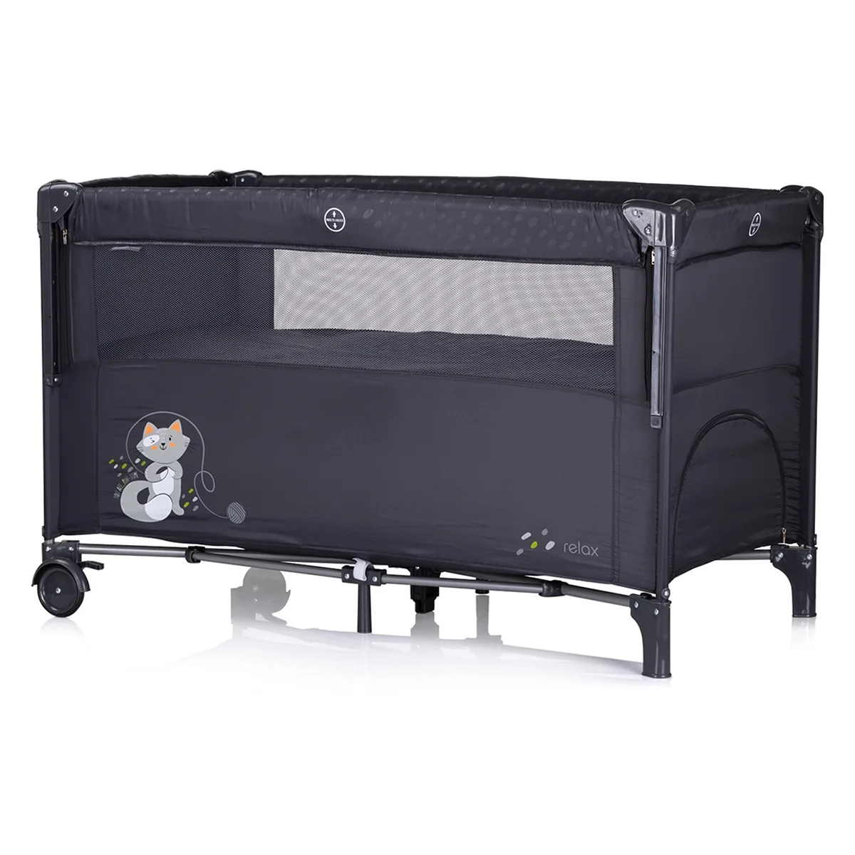 Patut pliabil Chipolino Relax cu laterala culisanta - Anthracite [1]