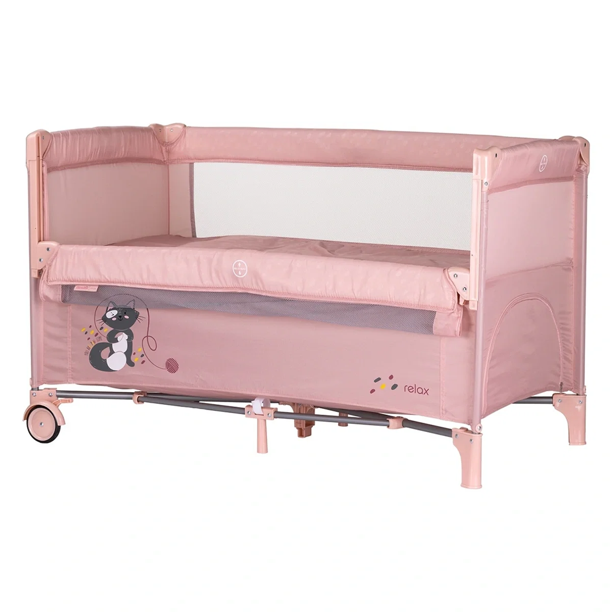 Patuturi co-sleeping - Patut pliabil Chipolino Relax cu laterala culisanta - Pink marshmallow