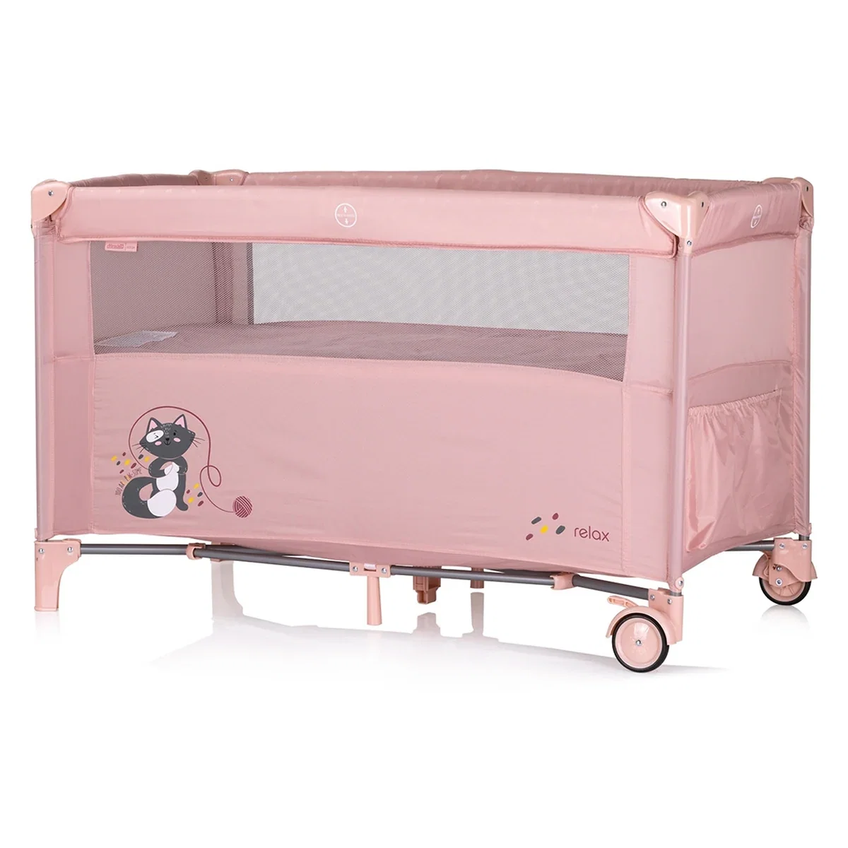 Patut pliabil Chipolino Relax cu laterala culisanta - Pink marshmallow [2]