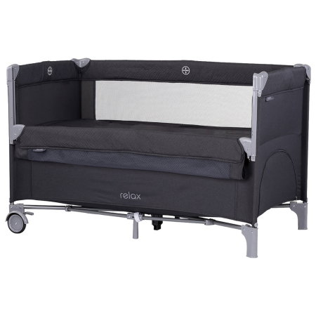 Patuturi co-sleeping - Patut pliabil Chipolino Relax, cu laterala culisanta - Anthracite Linen 0 luni