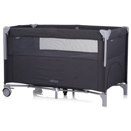 Patut pliabil Chipolino Relax, cu laterala culisanta - Anthracite Linen 0 luni [1]