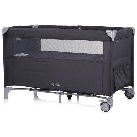 Patut pliabil Chipolino Relax, cu laterala culisanta - Anthracite Linen 0 luni [2]